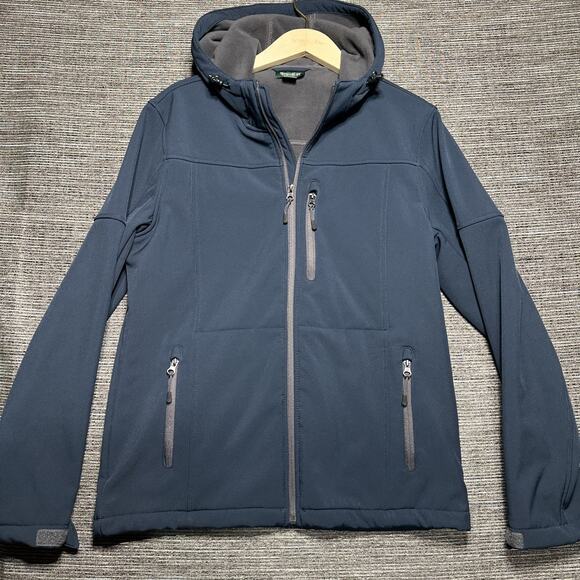 Outdoor Life Jacket Men's M Blue Soft Shell Full Zip Pockets - Picture 1 of 11